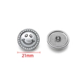 Silver 21mm smiley face button with sparkling crystal inlay and secure back loop - Round Smiley (圆形笑脸纽扣 21mm) / Silver