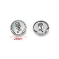 Retro 21mm silver rose shank button with iridescent shell inlay for coats and blazers - Rose (玫瑰花纽扣 21mm) / Silver