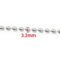 Macro view of 3.2mm silver stainless steel abacus bead chain with textured ridges - Abacus Bead Chain Series / 3.2mm / Steel