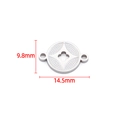 Silver stainless steel four-leaf clover connector charm with dotted texture, 14.5mm size - Steel Color Double-hole Round Coin Pendant 9.8x14.5mm