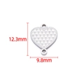 Golden heart jewelry connector with honeycomb texture and 12.3mm dimensions for DIY jewelry - Steel Color Double-hole Heart Pendant 9.8x12.3mm