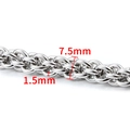 Macro detail of 7.5mm wide silver wheat chain showing 1.5mm link thickness and texture - Handmade Lantern Chain / 7.5MM / Steel