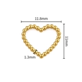 Golden beaded heart pendant charm in stainless steel with 11.8mm width for jewelry making - 18K Gold Heart Ring (11x11.8mm)