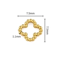 Golden four-leaf flower stainless steel DIY jewelry connector measuring 7.5mm with micro beads - 18K Gold Clover Ring (1.1x7.5mm)