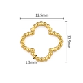 Golden clover-shaped bead frame for DIY jewelry making 12.5mm stainless steel component - 18K Gold Clover Ring (1.3x12.5mm)