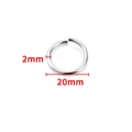 Detail view of a 2mm thick silver stainless steel open jump ring with 20mm diameter - Steel Color Cutting Ring (2x20mm)