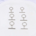 Polierte silberne Edelstahl-OT-Knebelverschlüsse für die Schmuckherstellung - Knochen T-Stab 2x21mm O-Ring 2x14mm / Stahlfarben