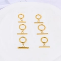 Goldene OT-Knebelverschlüsse aus Edelstahl für Schmuckherstellung in verschiedenen Designs - Knochen T-Stab 2x21mm O-Ring 2x14mm / 18K Gold
