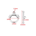 Silver stainless steel OT clasp with threaded texture and technical dimensions - Steel Color Three-Ring Integrated OT Clasp