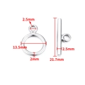 Detail showing dimensions of silver stainless steel OT toggle clasp for jewelry making - Steel Color Smooth Integrated OT Clasp