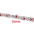 10mm stainless steel keel chain with red beads, hip hop style woven jewelry link - Handmade Red Beaded Chain / 10mm / Steel