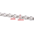 Detail of 15mm wide stainless steel Byzantine chain with 2mm wire diameter specs - Circular Byzantine Chain / 10mm / Steel