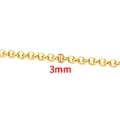 Golden stainless steel rolo chain 3mm width for DIY jewelry making and necklaces - O-Link Chain (3mm) / Vacuum 18K Gold