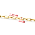 Golden stainless steel cable chain 6mm links and 1.2mm wire thickness for DIY jewelry - Square Wire Chain (1.2x6mm) / Vacuum 18K Gold