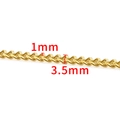 3.5mm golden stainless steel chain link with 1mm thickness specifications on white background - Round Grinding Chain (3.5mm) / Vacuum 18K Gold
