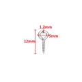 Clou à œil unique en acier inoxydable argenté pour bijoux d'une longueur de 12mm - Tige à Vis 1.2x5x12mm