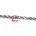 Detailed view of 6mm silver stainless steel Byzantine chain links for DIY jewelry - Silver Handmade Keel Chain 6mm