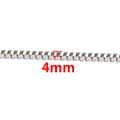 Polished silver 4mm stainless steel box chain necklace with compact square links - 4.0mm / Steel