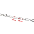 Silver stainless steel oval cable chain with 7.5mm width and 13mm link length - Silver Oval Cross Chain 7.5mm