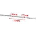 Macro view of 1.8mm stainless steel curb chain with 2.7mm beads and 20mm spacing - Curb Chain with Beads (1.8mm) / Steel