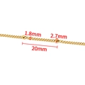 Golden stainless steel bead chain 1.8mm width with 2.7mm beads and 20mm spacing - Curb Chain with Beads (1.8mm) / 18K Gold