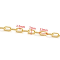 Poliertes Gold-Edelstahl-Büroklammer-Kettenglied 1,5mm Draht und 13x7mm Größe - 18K Vergoldete Büroklammerkette 1.5x7x13mm