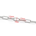 Poliertes Edelstahl Gliederkette mit 1,5mm Draht und 7x17mm ovalen Gliedern für DIY - Silberne Büroklammerkette 1.5x7x17mm