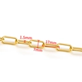 Goldene Edelstahl-Ovalgliederkette mit 17mm x 7mm für die DIY-Schmuckherstellung - 18K Vergoldete Büroklammerkette 1.5x7x17mm