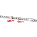 Silver 4mm stainless steel Spiga chain necklace with 5mm cylinder decorative accents - Steel Color Clip Keel Chain 4mm