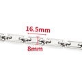 Silberne Edelstahl-Gliederkette mit rechteckigen Gliedern, Maße 16,5mm x 8mm - Silberne Rechteckige Gliederkette 8mm