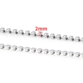 Silver color 2mm stainless steel rhinestone claw chain for DIY jewelry making - Fine (2mm) / Steel