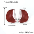 Irregular titanium steel crescent earrings with deep red oil drip finish in silver frame - Silver & Red Enamel