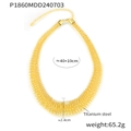 Golden titanium steel spiral chunky necklace with dimensions 40+10cm length and 2.4cm width - Gold