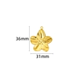 Golden flower pendant dimensions 36mm by 31mm with detailed radial stripes and closed loop - Flower Pendant / 36mm / 18K Gold