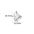 Macro shot of silver irregular wavy metal pendant with measurement dimensions 38.7mm height - Pleated Pendant / 38.7mm / Steel