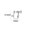 Polished stainless steel spiral ear clip converter for non-pierced ears, 13.5x12mm size - Screw Earring Converter / Steel Color 13.5x12mm