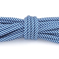 Macro shot of 5mm blue and white woven nylon cord showing dense texture and pattern - Blue and White Striped