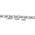 Silver stainless steel beaded cross chain with 7x5mm rectangular links and 1.5mm thickness - Handmade Watchband Chain (5mm) / Steel