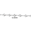 Silver stainless steel chain with 5.5mm openwork clover floral link charms - Closed Clover Chain (5.5mm) / Steel