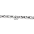 Detailed view of 6mm wide silver stainless steel oval twisted link chain for DIY jewelry - Steel Color Double Weave Oval Chain 6mm