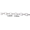Silver stainless steel oval link chain for DIY jewelry featuring 1.8mm x 7.5mm size - Steel Silver Flat Oval Cross Chain 7.5mm