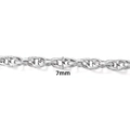 Detailed 7mm silver double woven oval twist chain in premium stainless steel link - Steel Color Flat Wire Pattern Oval Chain 7mm