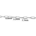 Silver stainless steel paperclip chain DIY accessory 0.8mm wire 3.3x7.7mm links - Welded Oval Cross Chain (3.3mm) / Steel