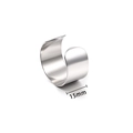 Polished silver stainless steel open ring with 15mm width adjustable C-shape design - Smooth Open Style (15mm) / Steel