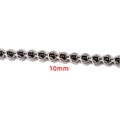 10mm silver stainless steel chain with black beads for DIY jewelry and necklaces - Steel Color Black Beaded Chain 10mm