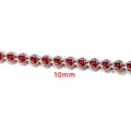 Handmade 10mm stainless steel chain link featuring red beads for DIY jewelry making - Steel Color Red Beaded Chain 10mm