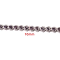 Handmade stainless steel 10mm wide silver link chain with round purple glass beads - Steel Color Purple Beaded Chain 10mm