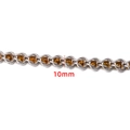 Silver stainless steel 10mm woven chain with amber glass beads for DIY necklaces - Steel Color Brown-Yellow Beaded Chain 10mm
