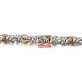 10mm stainless steel keel chain with amber beads for DIY jewelry and hip-hop accessories - Steel Color Yellow Inlaid Dragon Bone Chain 10mm
