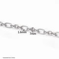 Silver stainless steel oval cable chain 1.6mm wire diameter and 7mm width variant - O-Shape Cross 3:1 Chain / 7mm / Steel